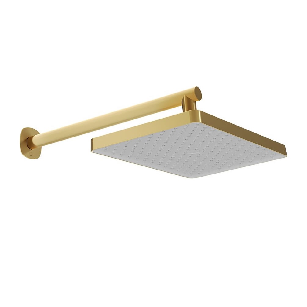 Vado Cameo Satin Brass Shower Head & Wall Mounted Arm - Image 1
